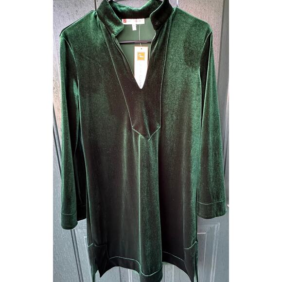 NWT Jude Connally Palace Green Velour Kate Dress Size M Long Sleeve USA Holiday - Picture 3 of 10